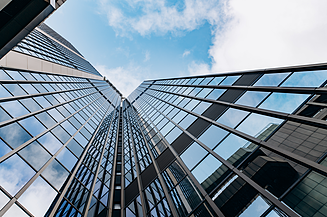 Image with a graphic representation of several high-rise buildings