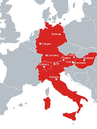 The picture shows the SISS locations on a map of Europe