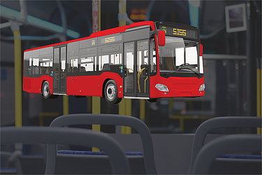 Schematic representation of a red city bus