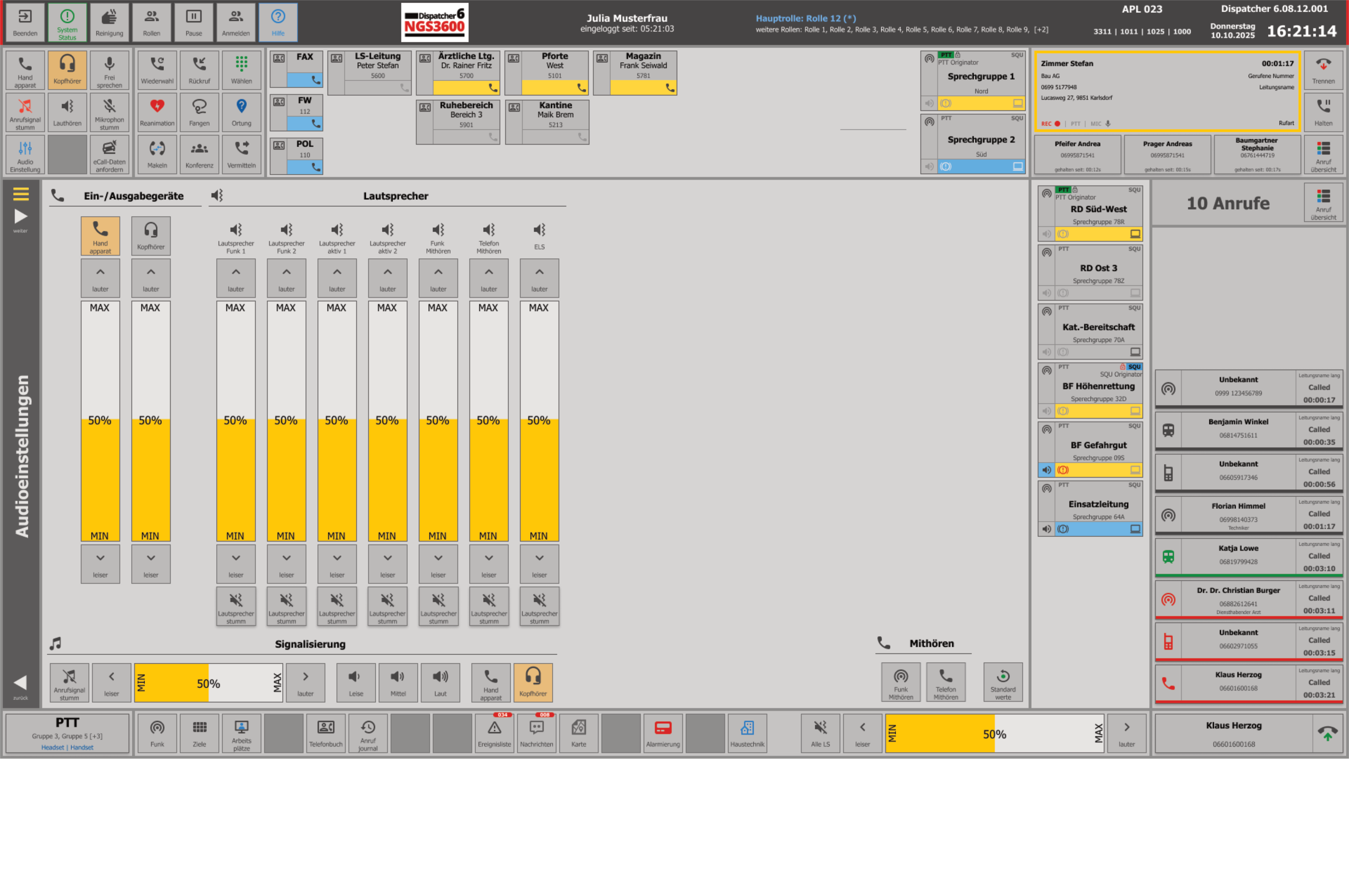 View of the dispatcher application of the NGS3600