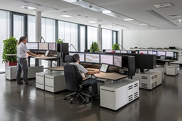 The picture shows a control center system