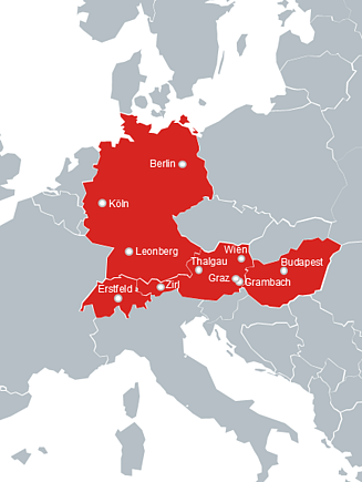 Das Bild zeigt die Standorte der SISS auf einer Europakarte