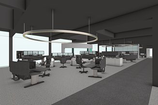 Bild einer schematischen Darstellung einer modernen Leitstelle