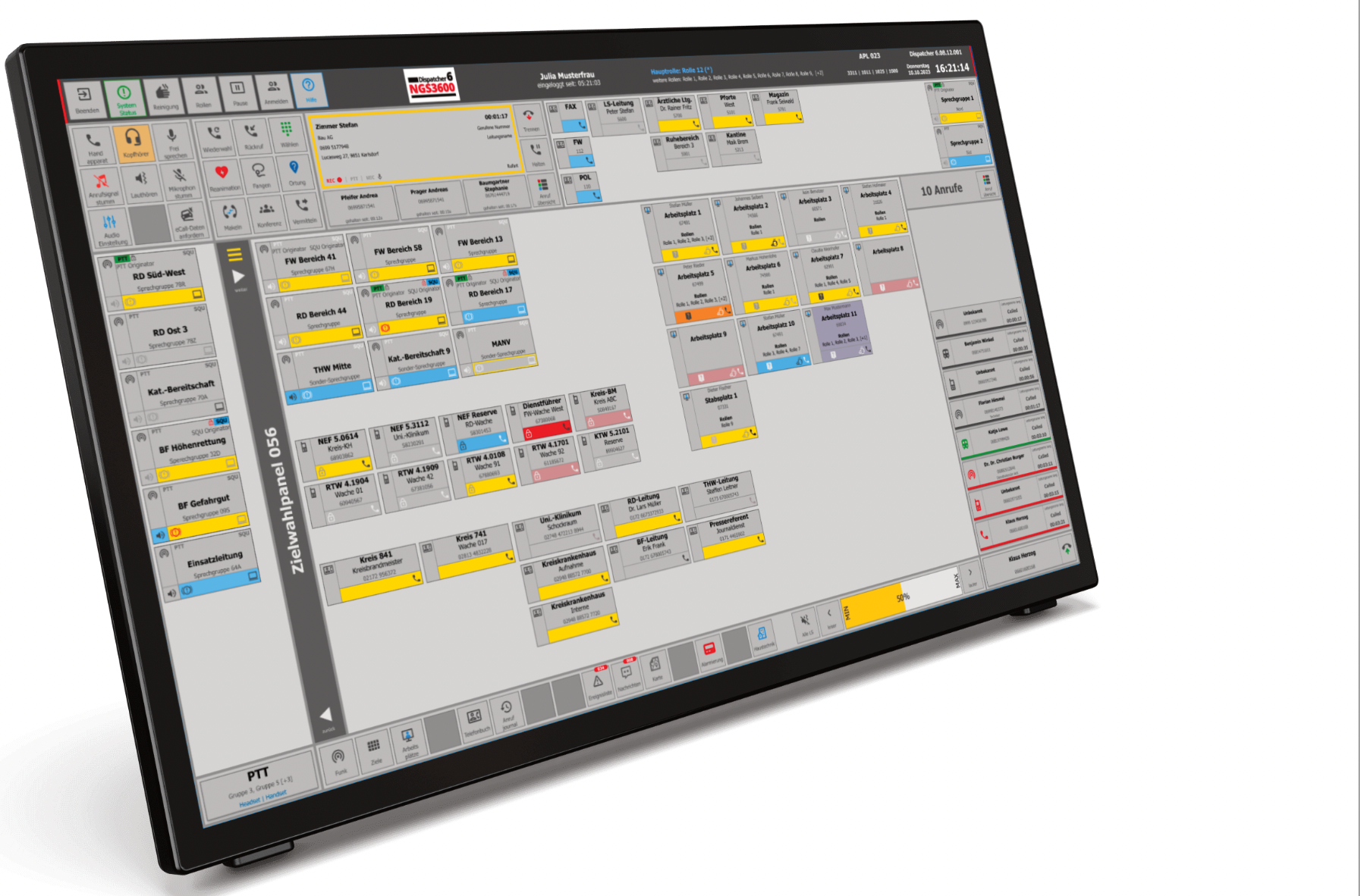 Ansicht der Dispatcher Applikation des NGS3600