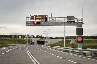 The picture shows the empty S7 Fuerstenfeld Expressway before the opening for the traffic