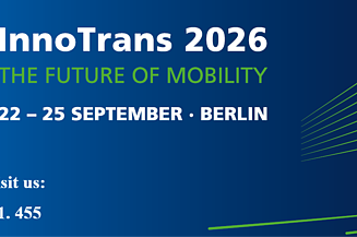 The picture shows the InnoTrans logo and the dates of SISS's participation in the fair