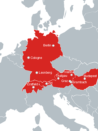 The picture shows the SISS locations on a map of Europe
