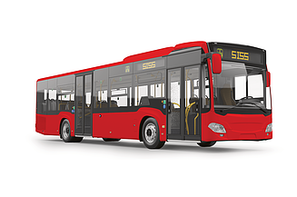 Graphische Darstellung eines roten Busses mit SISS-Aufschrift
