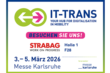 The picture shows the IT-TRANS logo and the dates of SISS's participation in the trade fair