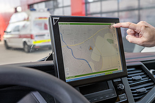 Image of a touchscreen on a dashboard